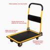 660 lbs. Capacity Platform Truck Hand Flatbed Cart Dolly Folding Moving Push Heavy Duty Rolling Cart in Yellow