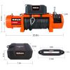 X-BULL 12V Synthetic Rope Winch-13000 lb. Load Capacity Premium Electric Winch (orange)