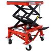 300 lbs Hydraulic Motorcycle Scissor Jack Lift Foot Step Wheels for Small Dirt Bikes,red color