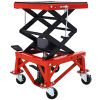 300 lbs Hydraulic Motorcycle Scissor Jack Lift Foot Step Wheels for Small Dirt Bikes,red color