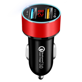 LED digital display car charger (Option: Red QC3.0 2.4A)