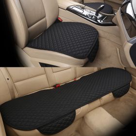 Universal Car Seat Cushions Linen Non-Slip Four Seasons Commons (Option: Black-Q3 piece set)