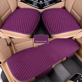 Universal Car Seat Cushions Linen Non-Slip Four Seasons Commons (Option: Purple-Q3 piece set)