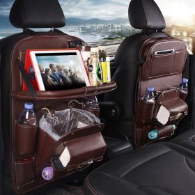 Pad-Bag Organizer Tray Car-Seat Car-Trash-Can Auto-Accessories Foldable Table Travel (Color: Coffee)