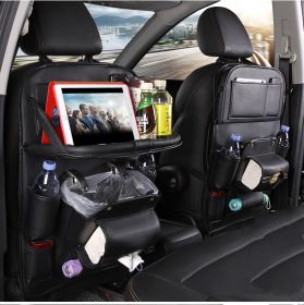 Pad-Bag Organizer Tray Car-Seat Car-Trash-Can Auto-Accessories Foldable Table Travel (Color: Black)