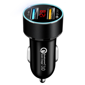 LED digital display car charger (Option: Black QC3.0 2.4A)