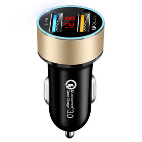 LED digital display car charger (Option: Gold QC3.0 2.4A)