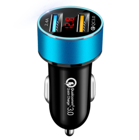 LED digital display car charger (Option: Blue QC3.0 2.4A)