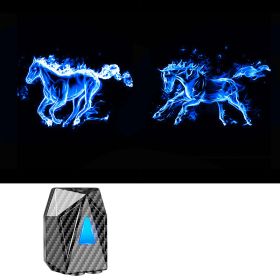 Induction Door Opening Projection Free Wiring Atmosphere Decorative Lamp (Option: Blue horse-2PCS-USB)