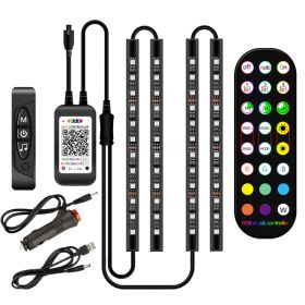 Styling Decorative Lamp LED Car Interior Light Waterproof Ambient Lamp Of Wireless Remote Music Control Car RGB Strip Lights (Option: 18lamp-5V)